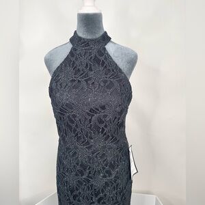 Betsy & Adam Black Lace Maxi Dress
